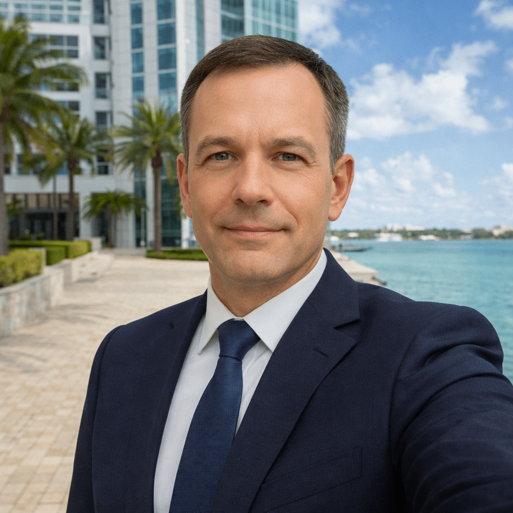 Erik Flocka - CEO, distinguished older gentleman with silver hair in a dark suit, professional studio lighting